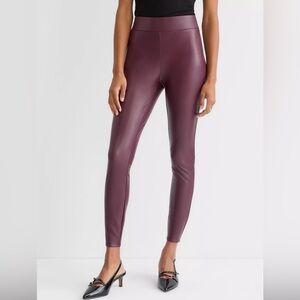 LOFT Maroon Faux Leather Leggings